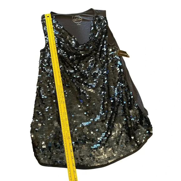 NWT Inc International Concepts Woman Sequined Drape Neck Tank Deep Blue Size 1X - Picture 6 of 7